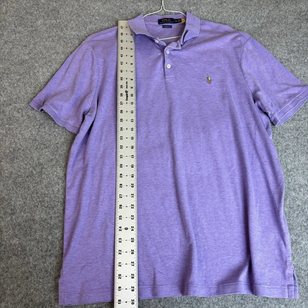 Polo Ralph Lauren Shirt Men's XL‎ Purple Short Sleeve Preppy Classic Brown Pony